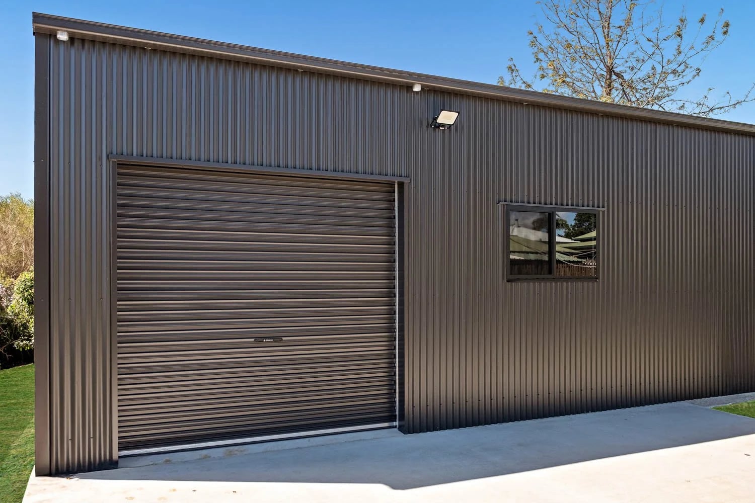 Dual Roller Doors — A Newtown Steel Garage Shed