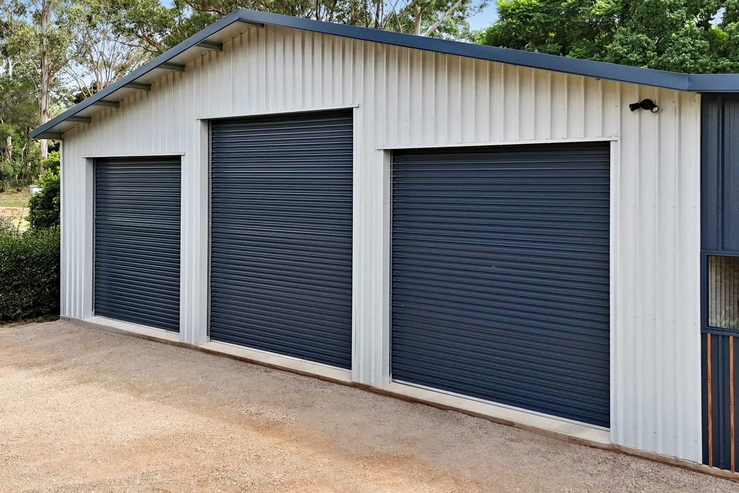 Five Steel-Line Roller Doors — A Toowoomba Workshop Shed