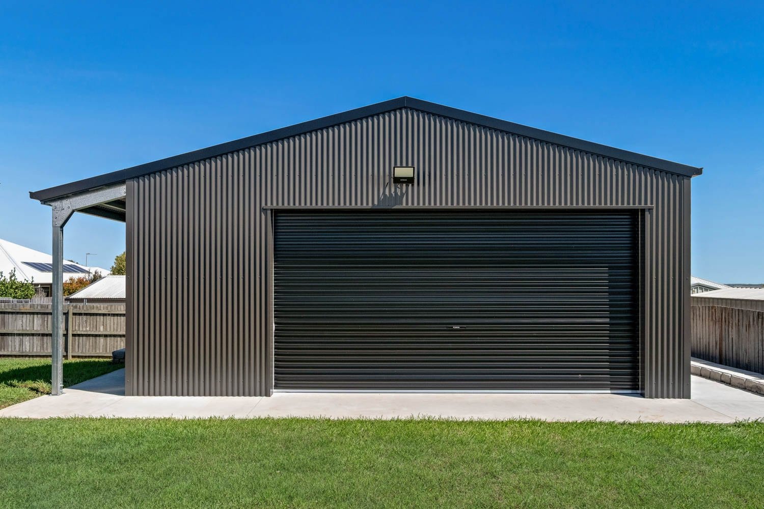 Steel-Line Roller Door — Custom Highfields Backyard Shed