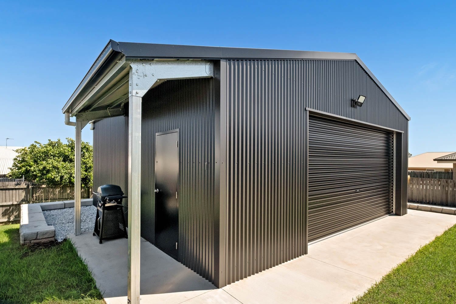 Left-Side Awning — Custom Highfields Backyard Shed