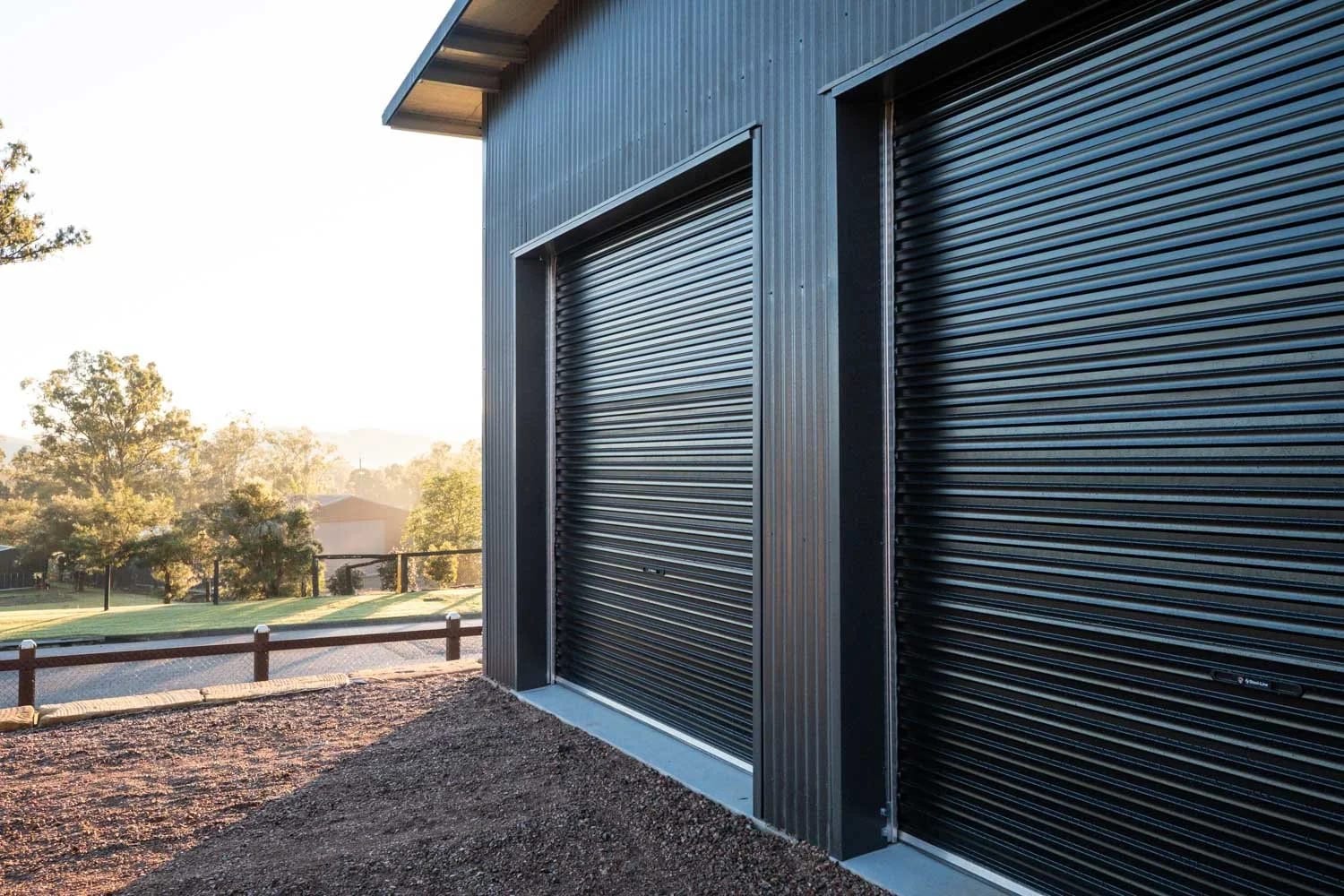 Double Roller Doors — Double Skillion Garage in Fernvale