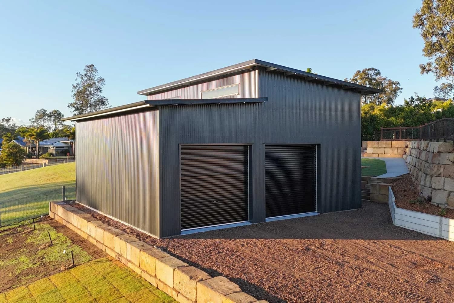 BlueScope Steel Frame — Double Skillion Garage in Fernvale