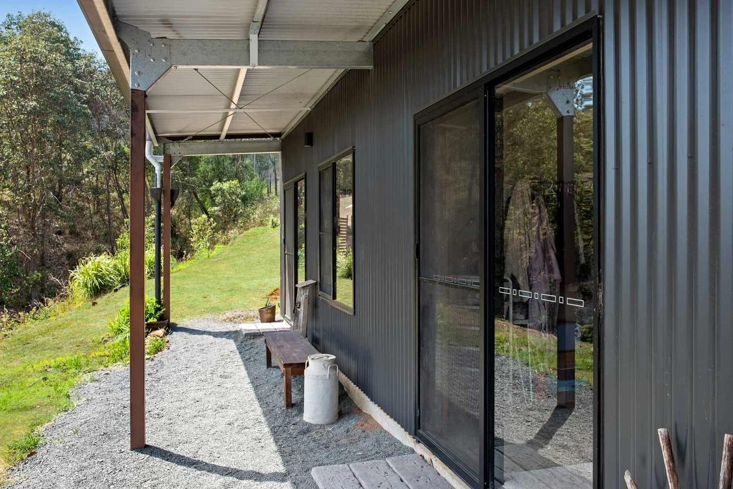 Sliding Glass Doors — Lifestyle Shed in a Rural Setting