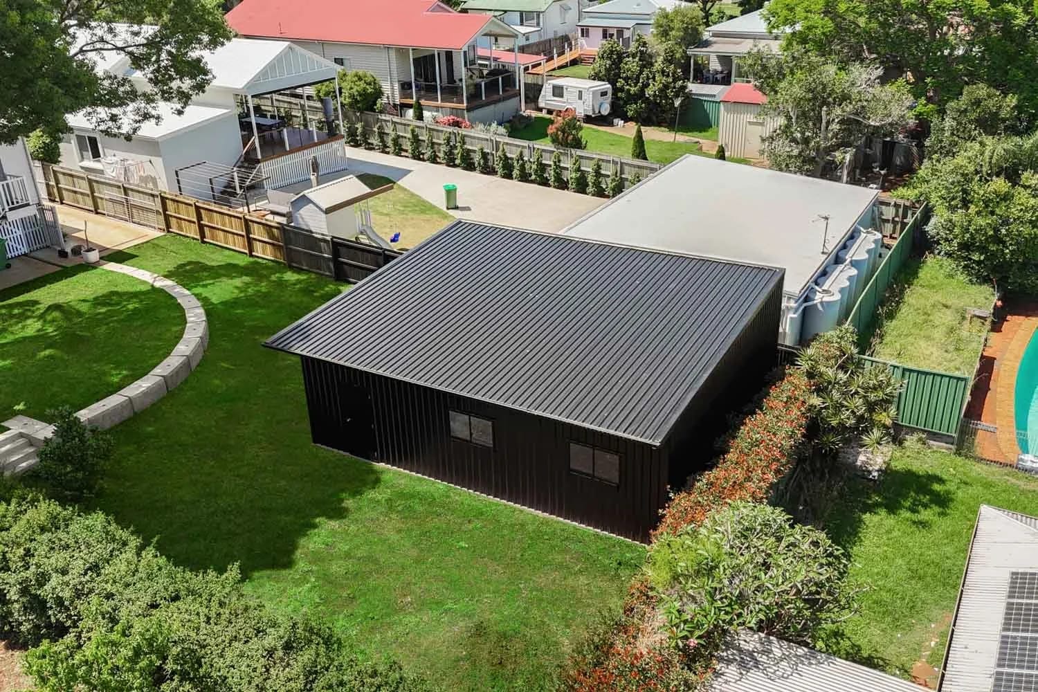 Colorbond® Night Sky Cladding — North Toowoomba Backyard Shed