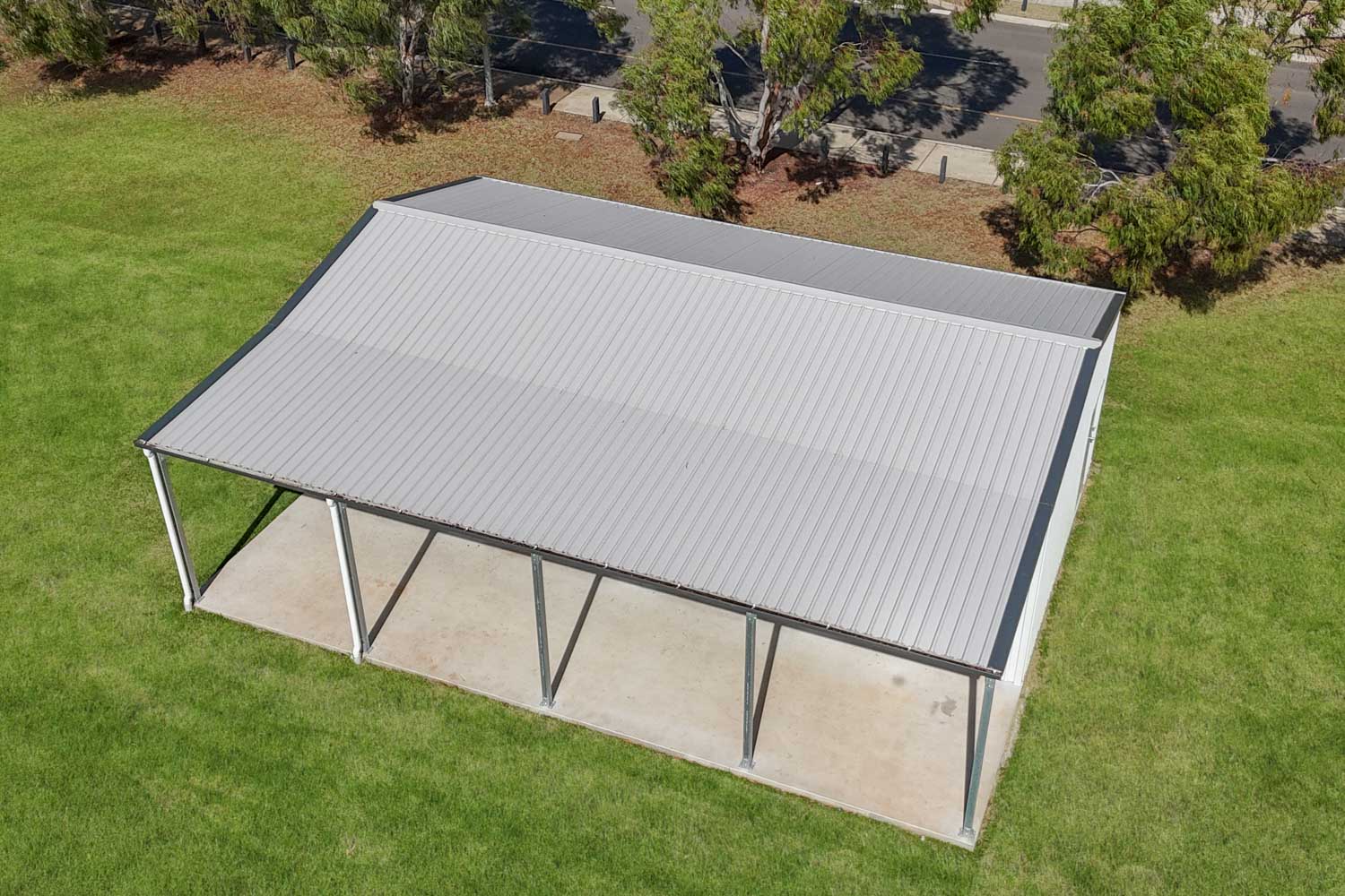 large shed built for sports aerial view