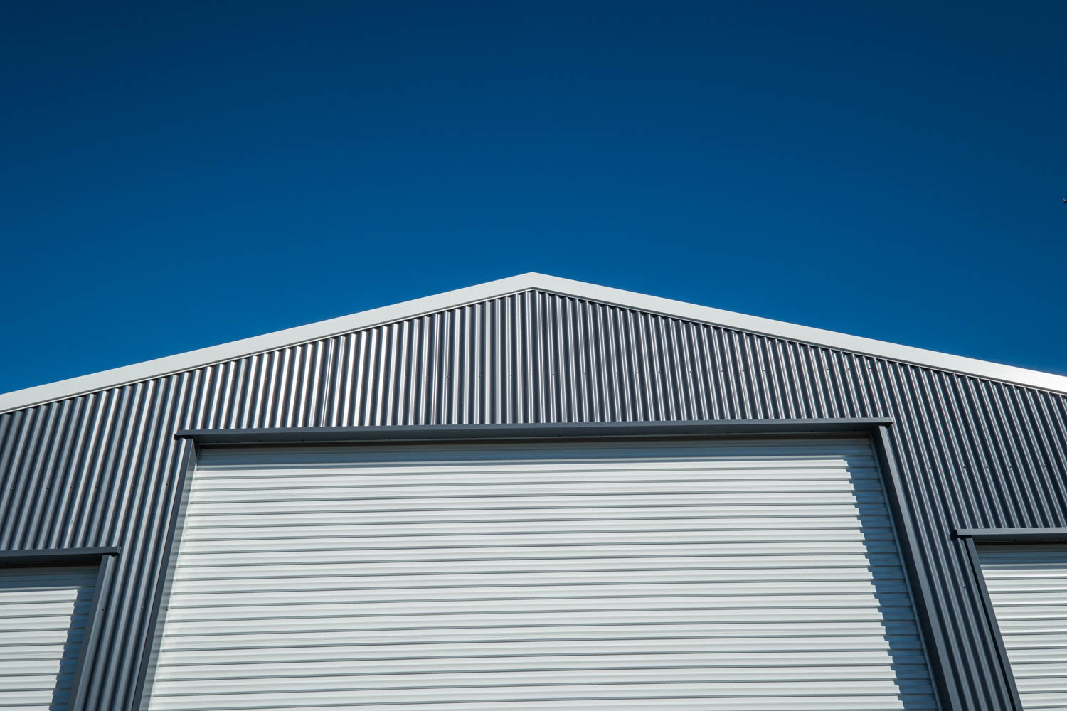 steel line roller door on shed