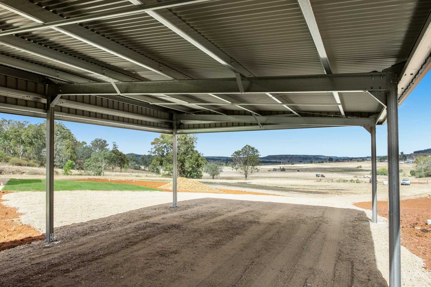 large carport on farm shed