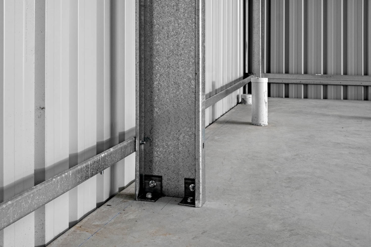 galvanised steel brackets on shed