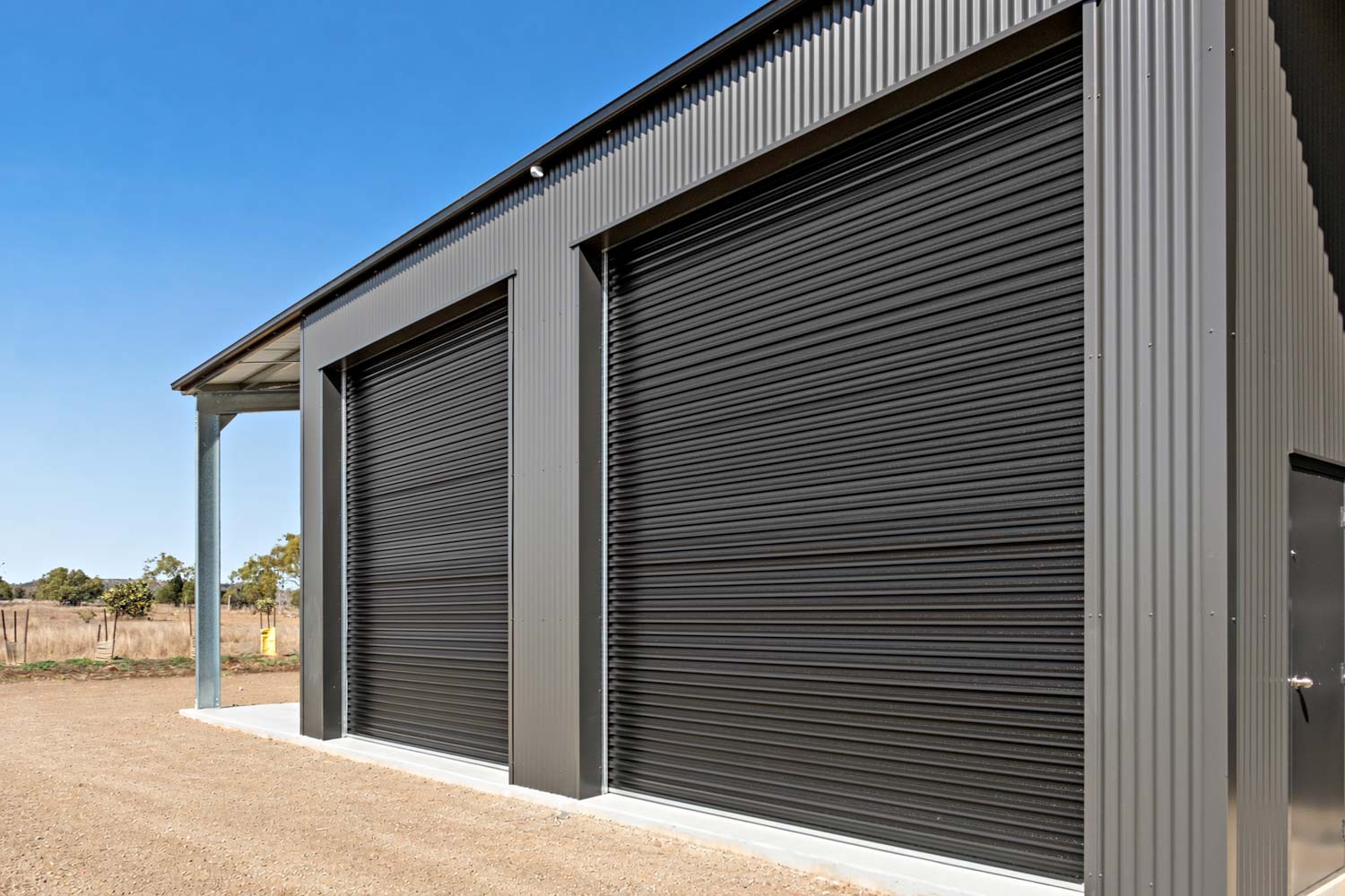 roller doors on steel shed