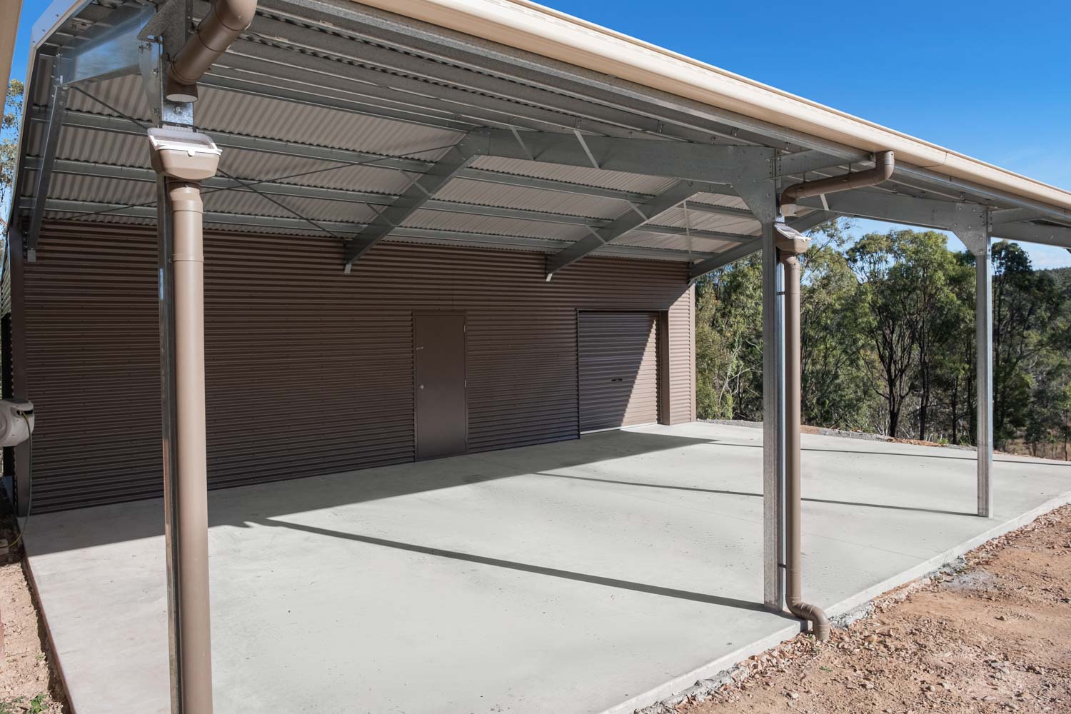 rural shed with carport