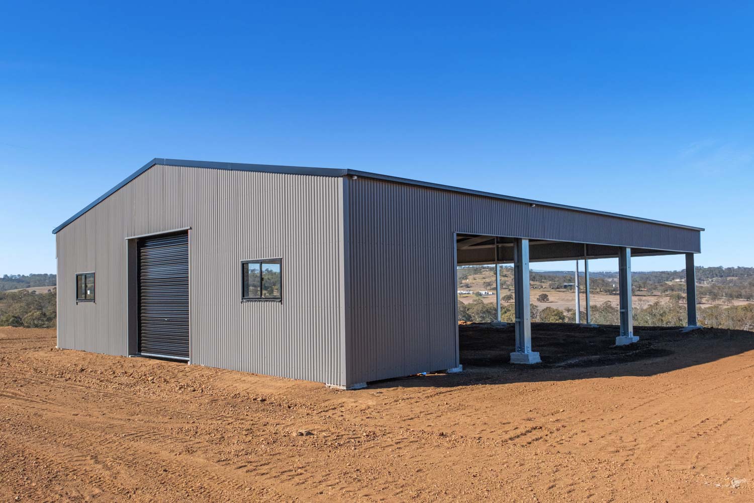 side view of farm shed