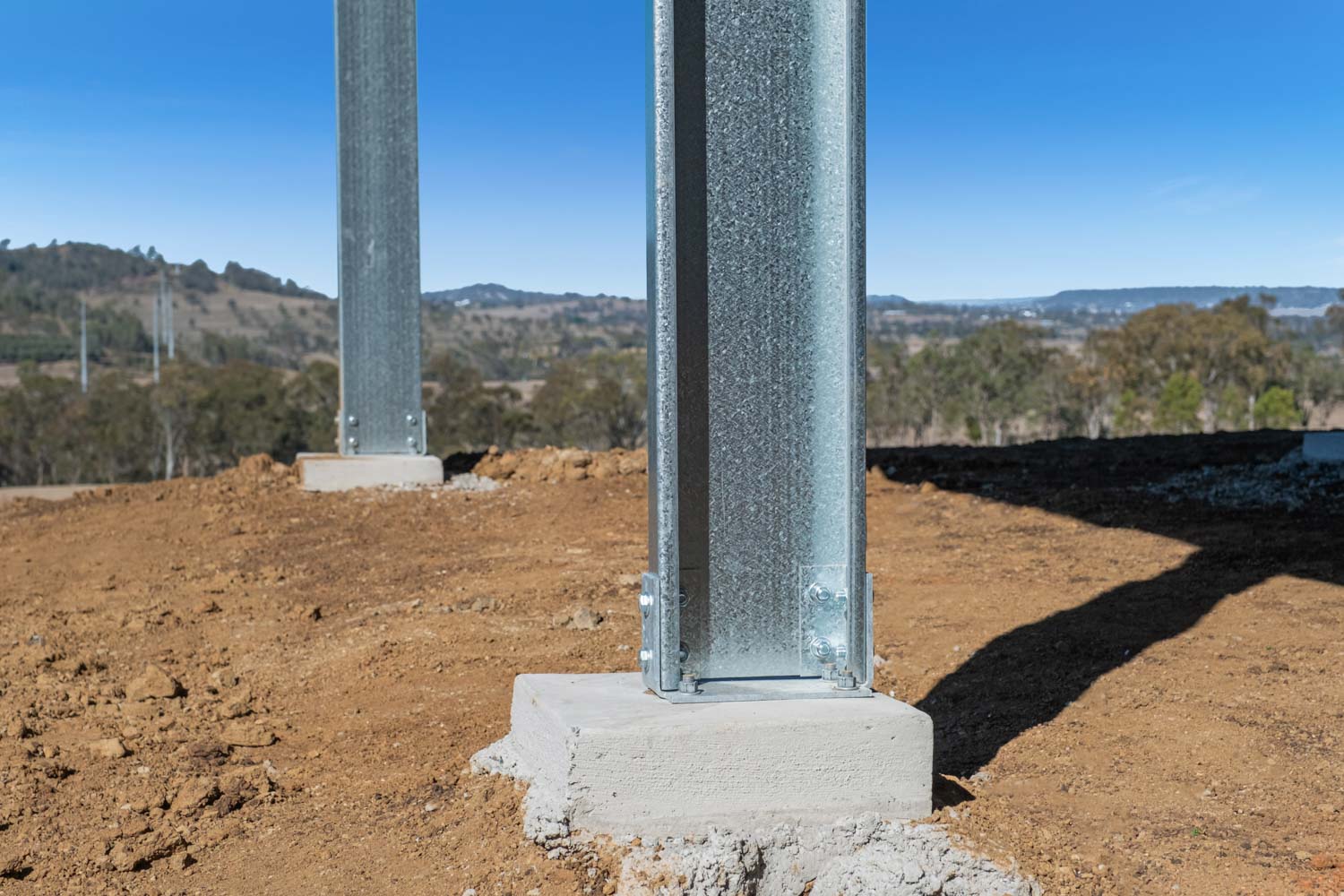 strong steel brackets on shed column