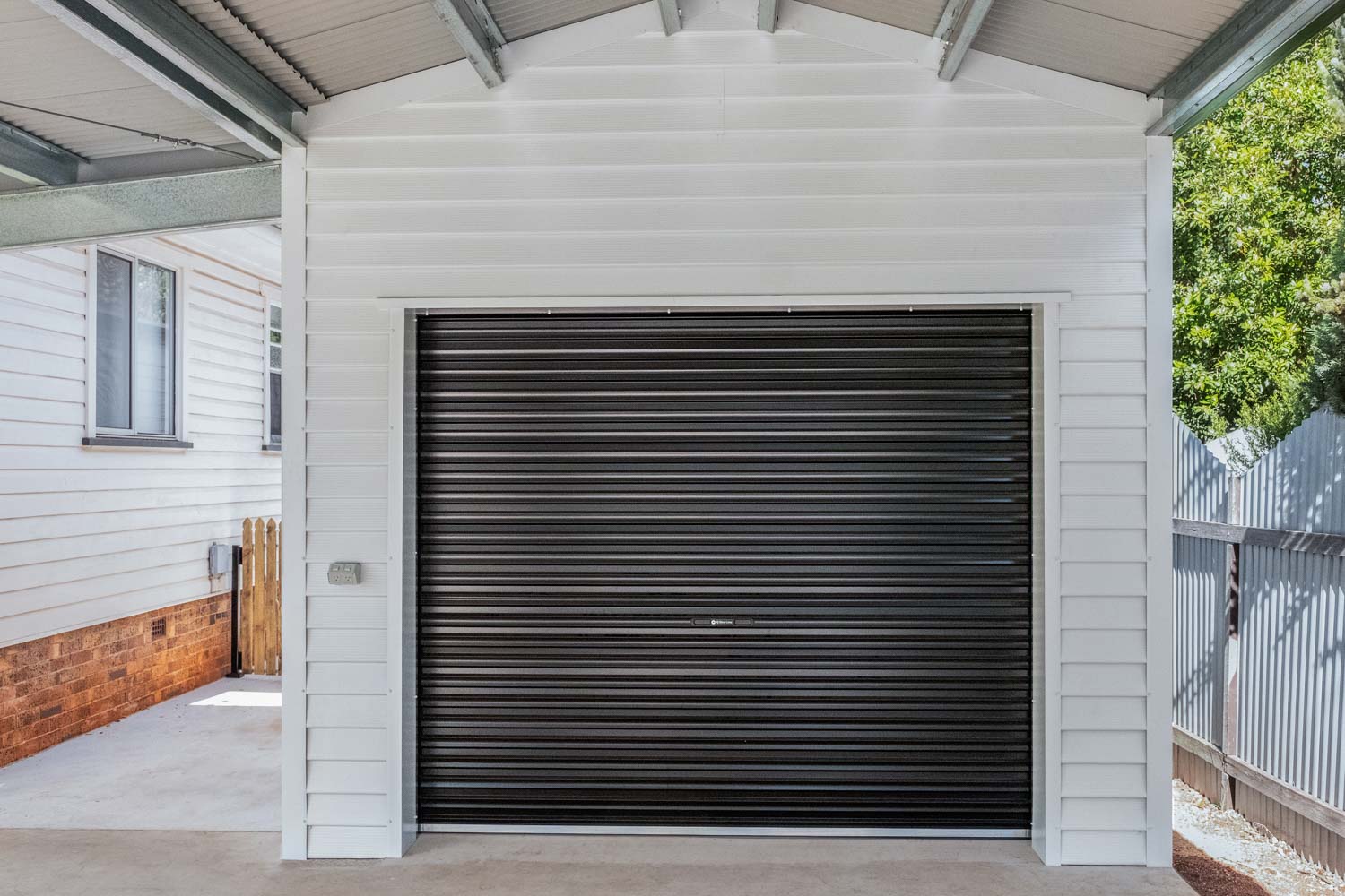 steel-line roller door in night sky