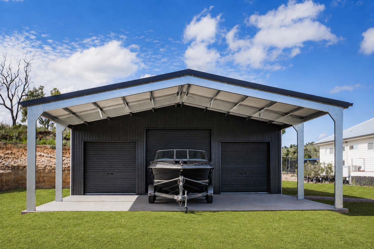 domestic shed with boat parking