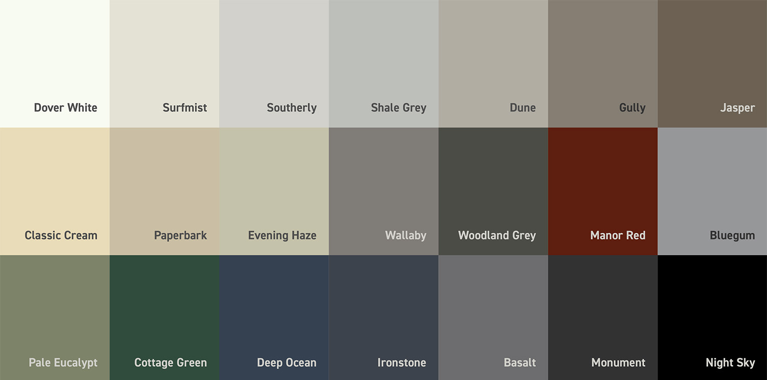 colorbond colour selector
